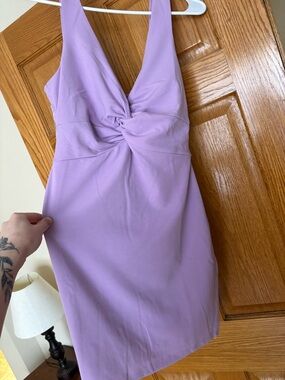 Lulu's Lavender Twist-Front Mini Dress